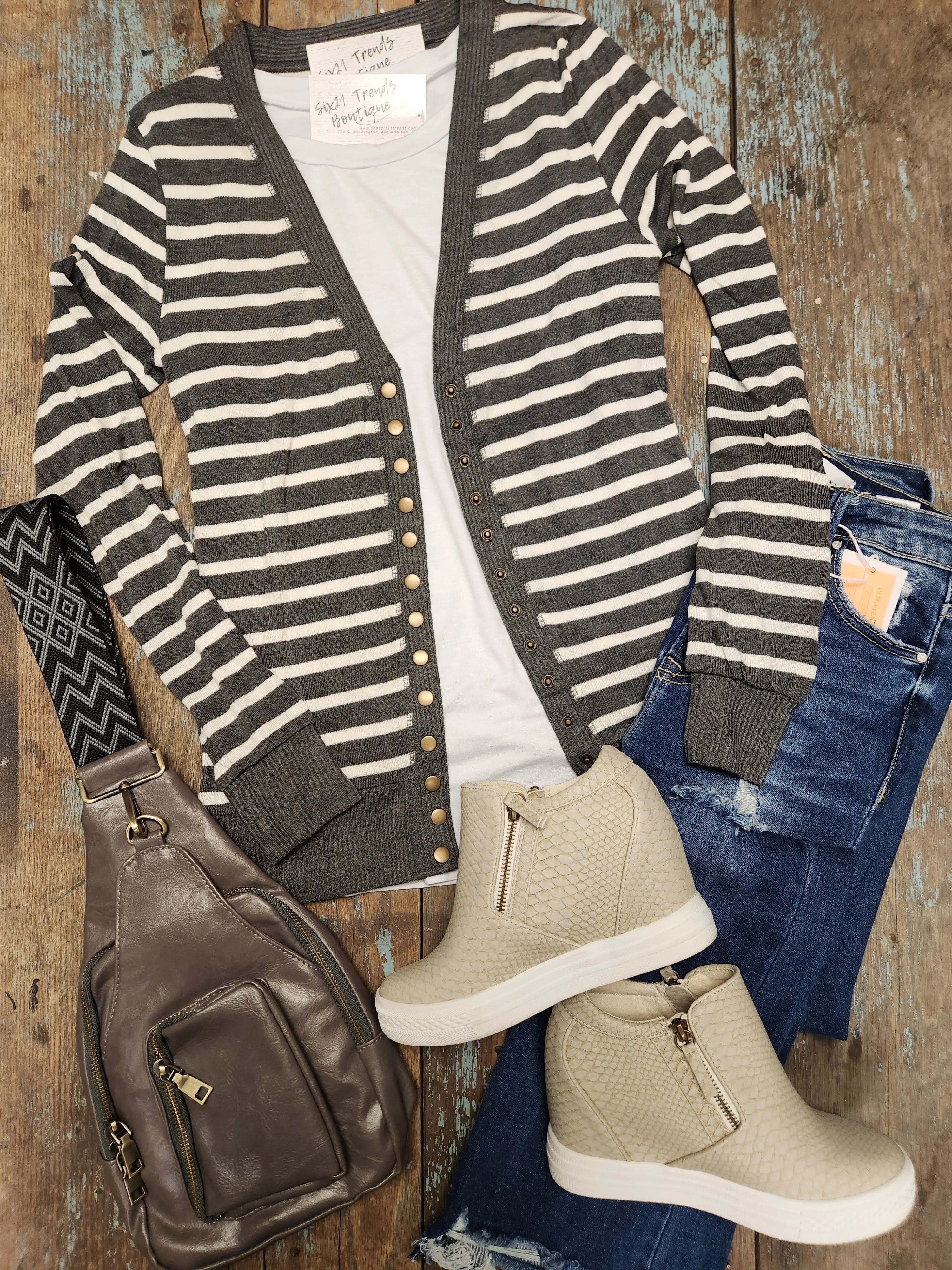 Striped Snap Front Cardigan (3 colors)