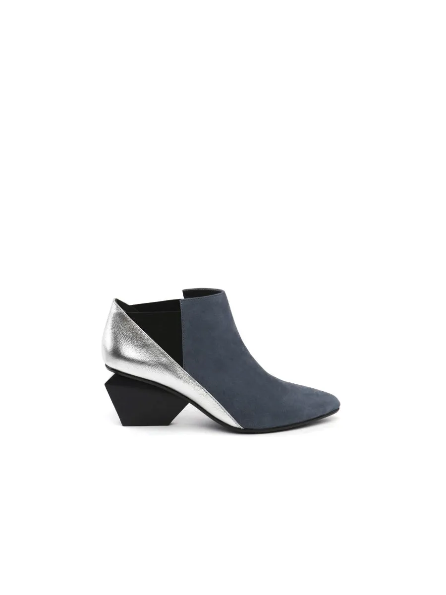 Structural-Heel Grey Contrast Color Leather Boot