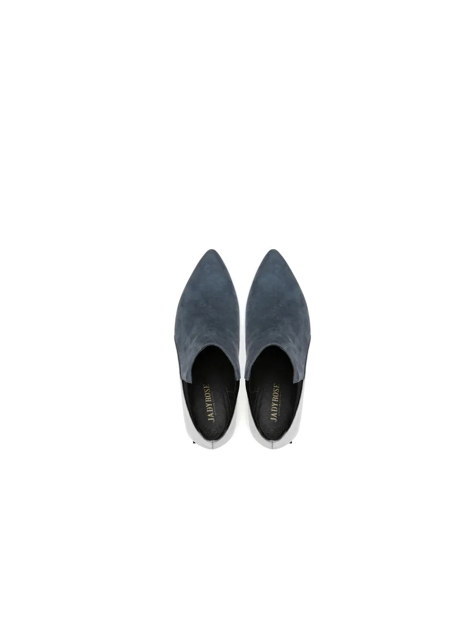 Structural-Heel Grey Contrast Color Leather Boot