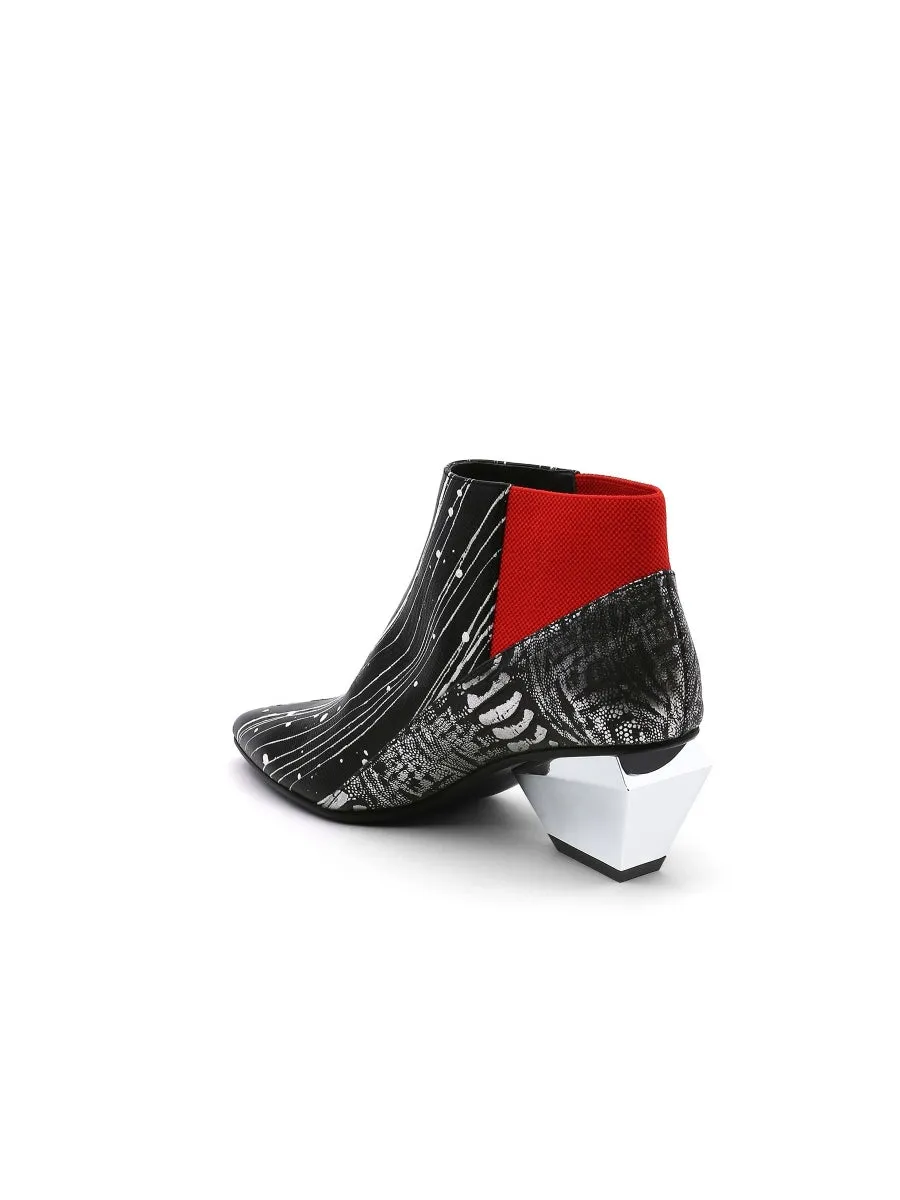 Structural-Heel Leather Bootie - Black Stripe