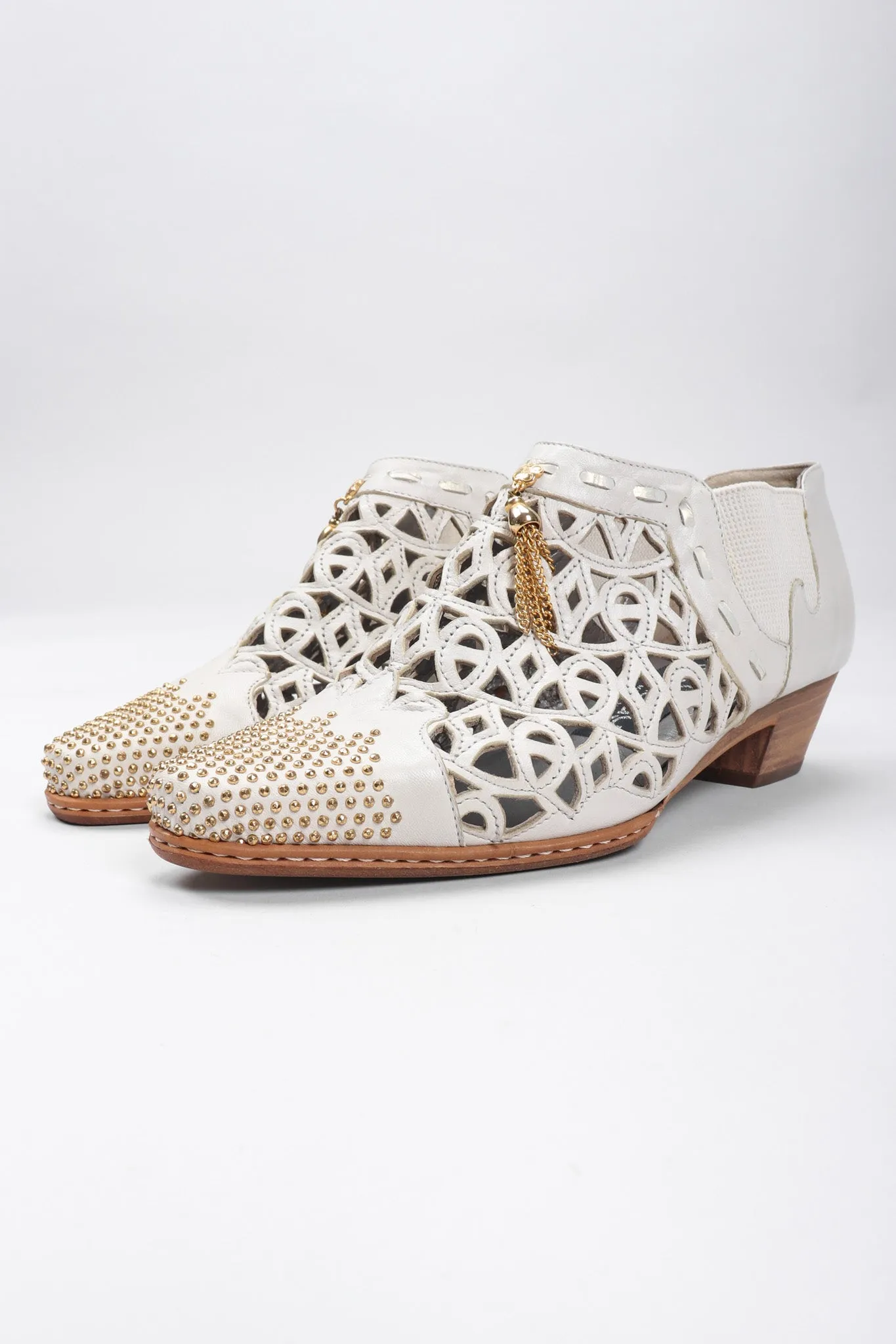 Studded Leather Lace Booties