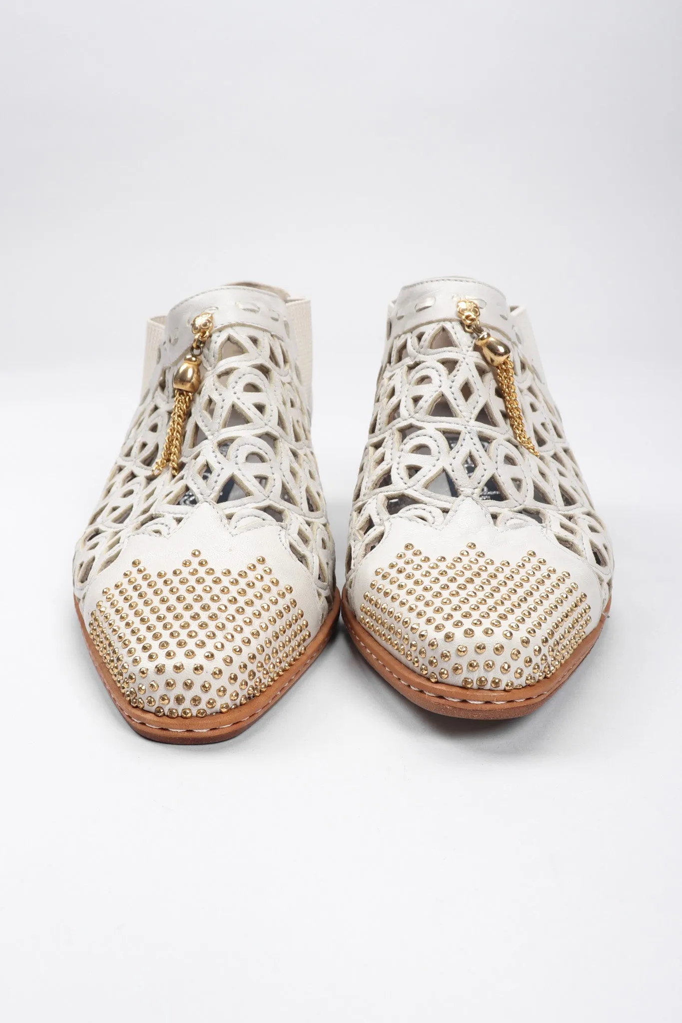 Studded Leather Lace Booties