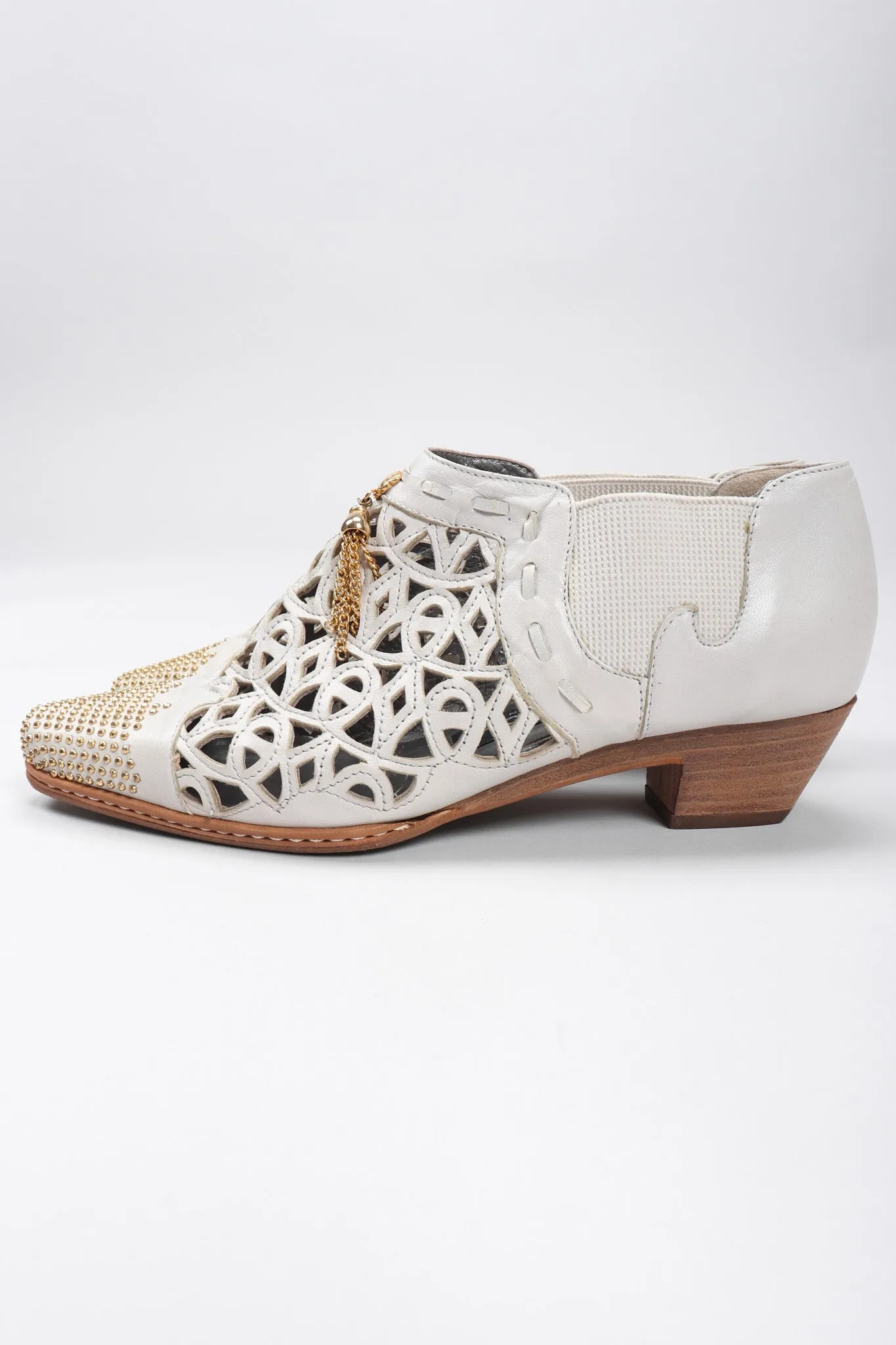 Studded Leather Lace Booties