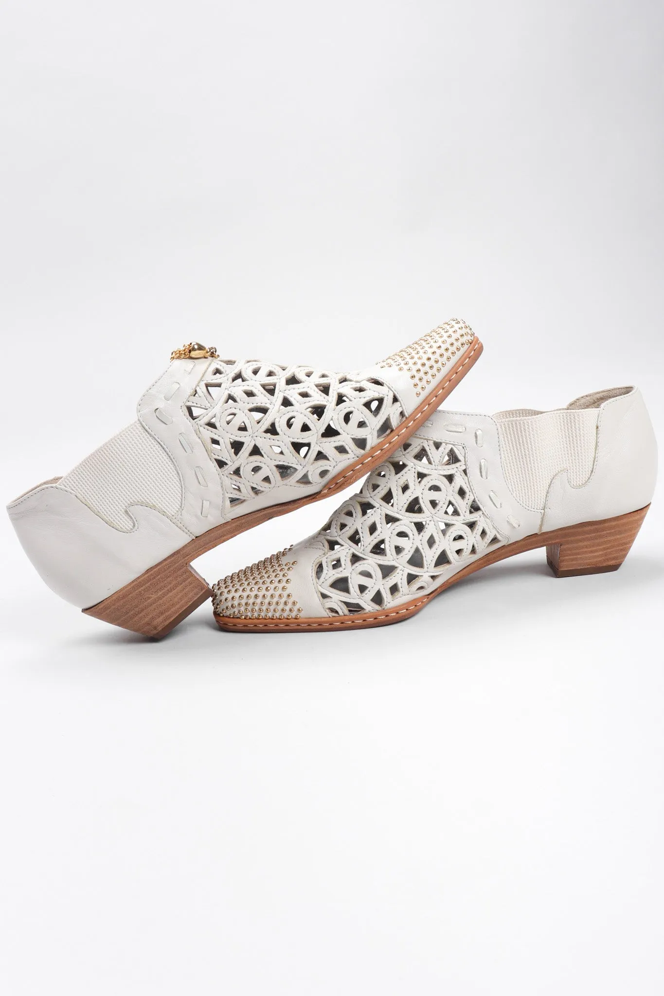 Studded Leather Lace Booties