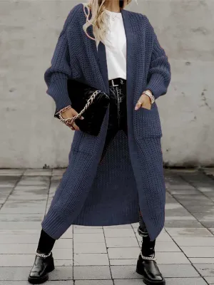Stunncal Long Cardigan Pocket Loose Sweater