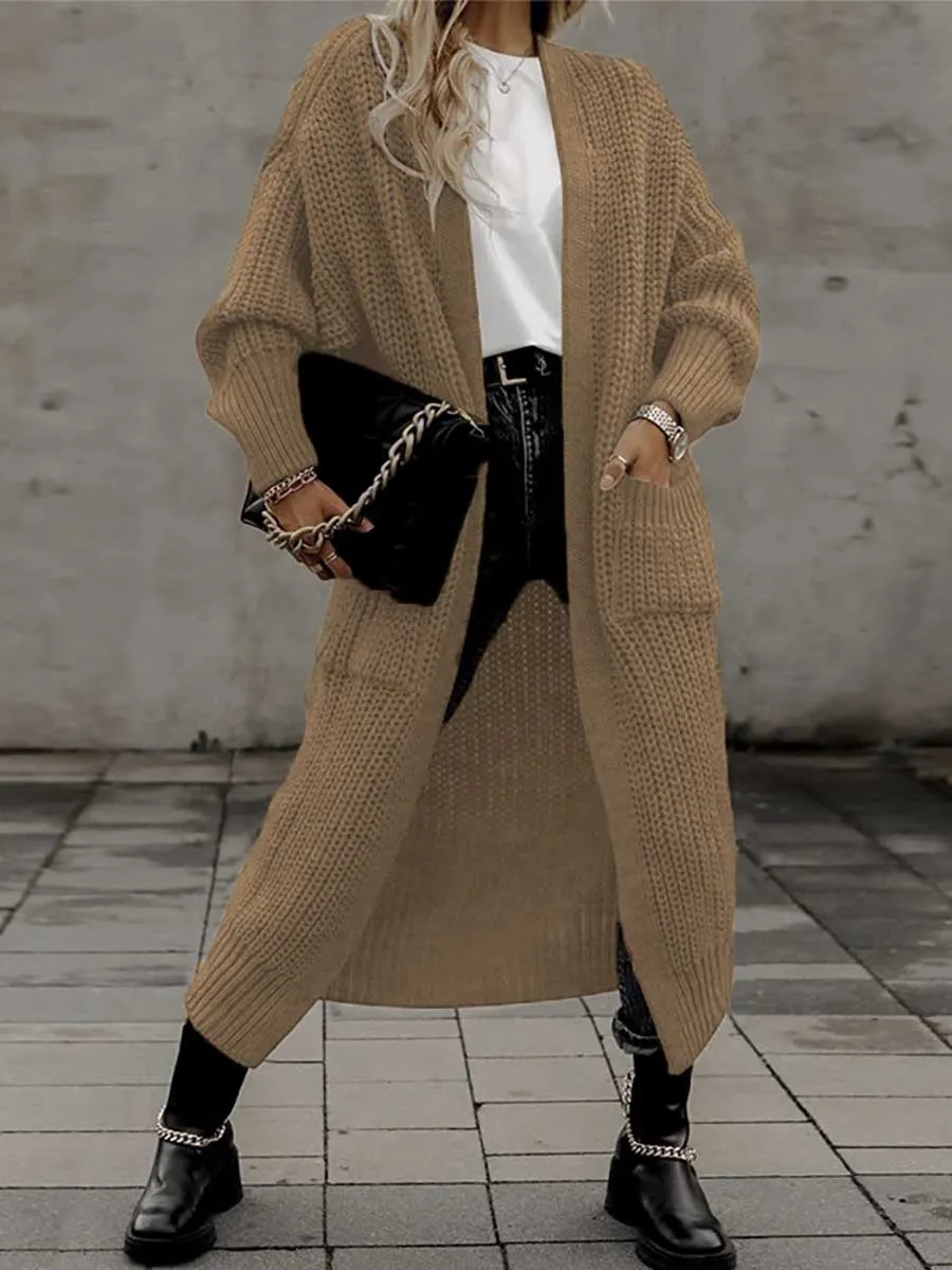Stunncal Long Cardigan Pocket Loose Sweater