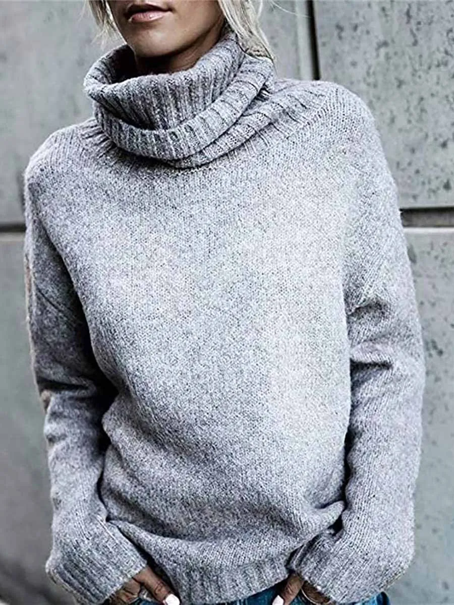 Stunncal Solid Color Turtleneck Long Sleeve Sweater(6 colors)