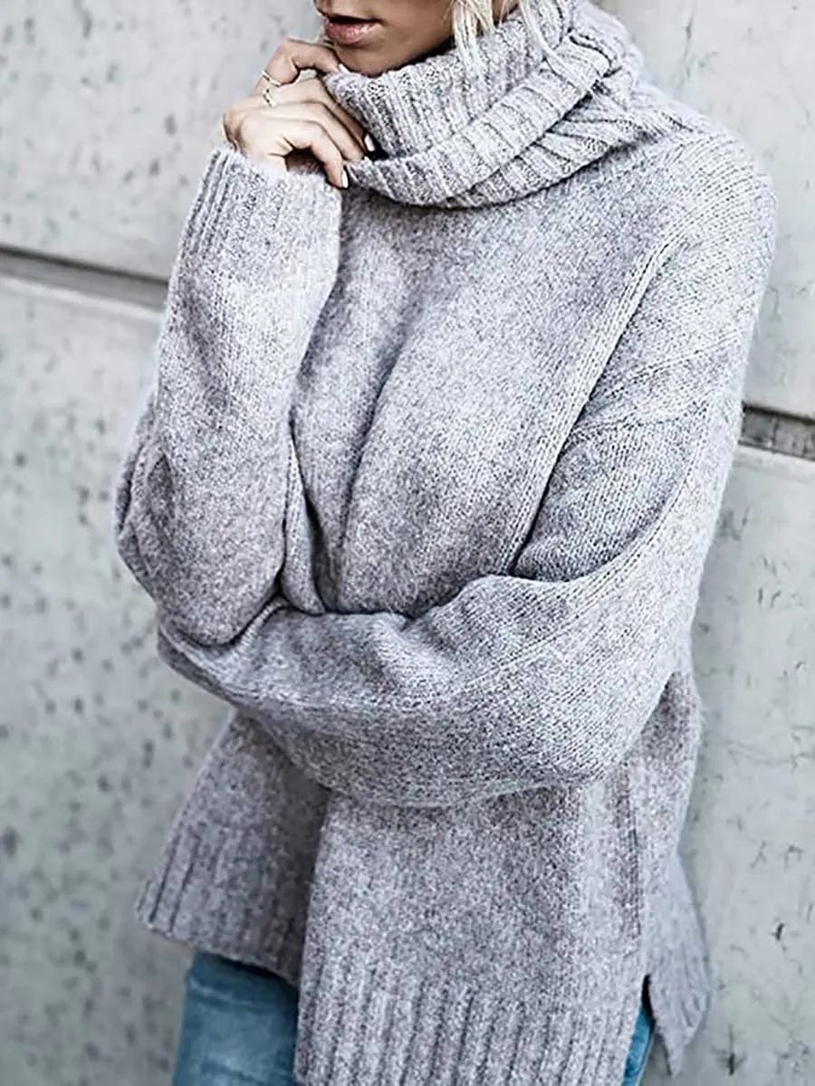 Stunncal Solid Color Turtleneck Long Sleeve Sweater(6 colors)