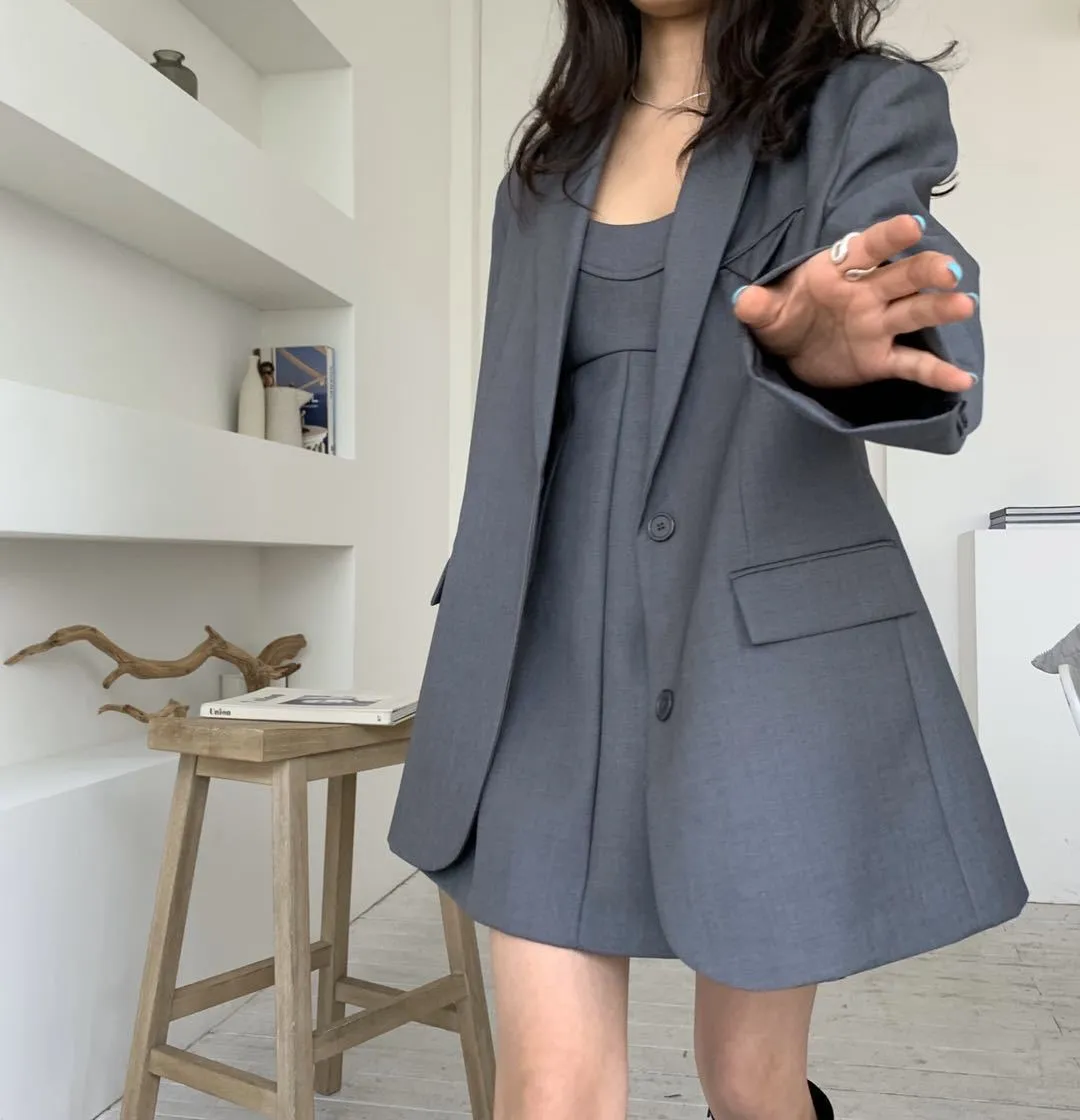 Stylish Women's Solid Color Loose Oversized Blazer Coat