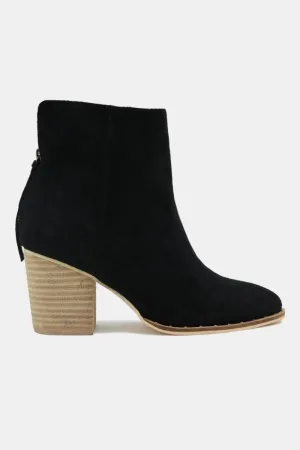 Suede Point Toe Ankle Booties in Black