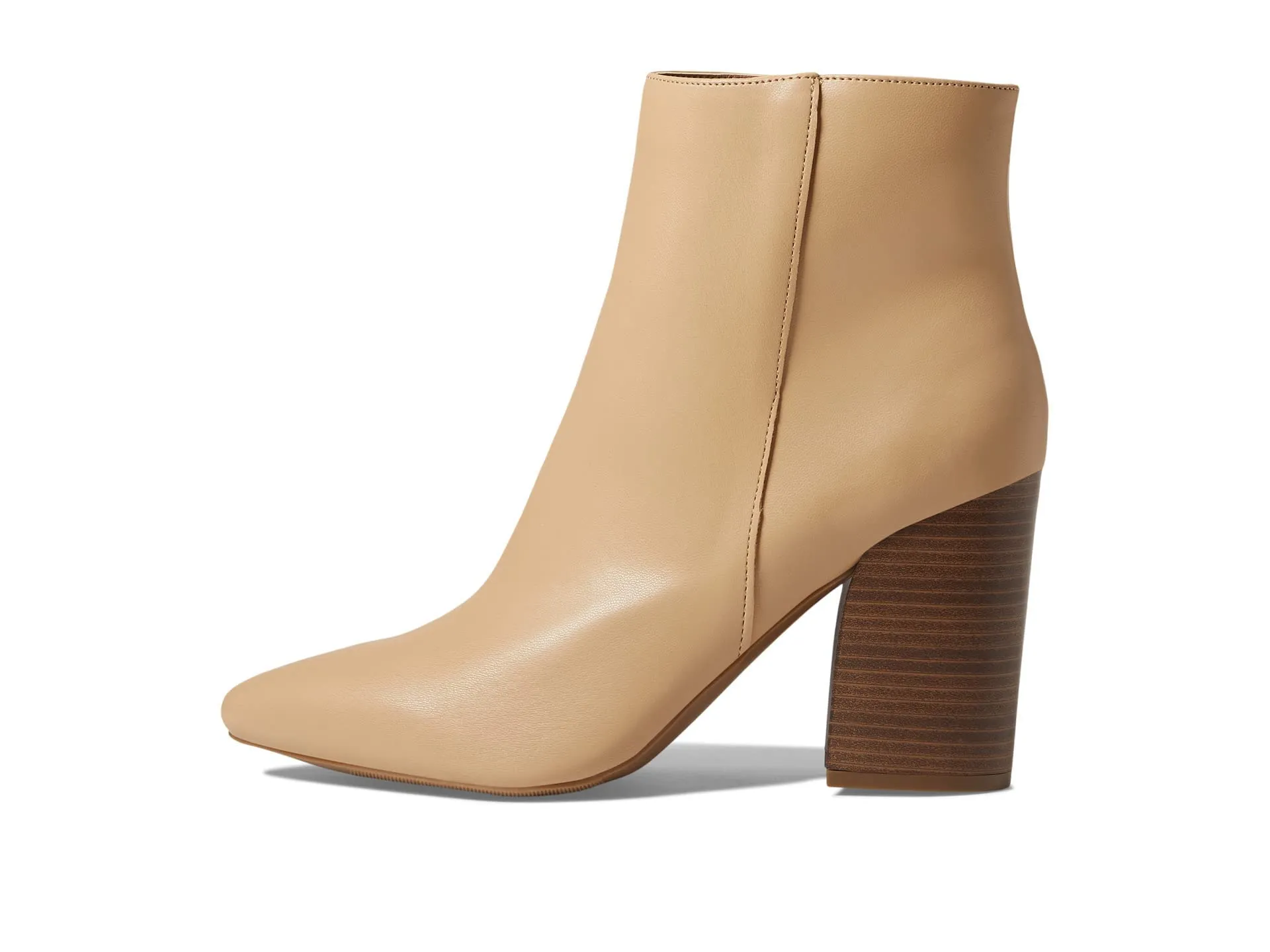 Sugar Women's Winter Chelsea Booties - Chunky High Heel, Pointed Toe, Fashion Ankle Boots-Evvie-Tan Smooth Size-7