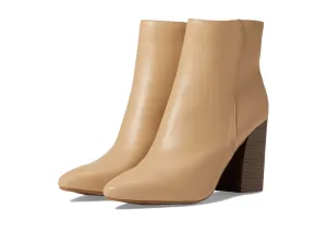 Sugar Women's Winter Chelsea Booties - Chunky High Heel, Pointed Toe, Fashion Ankle Boots-Evvie-Tan Smooth Size-7