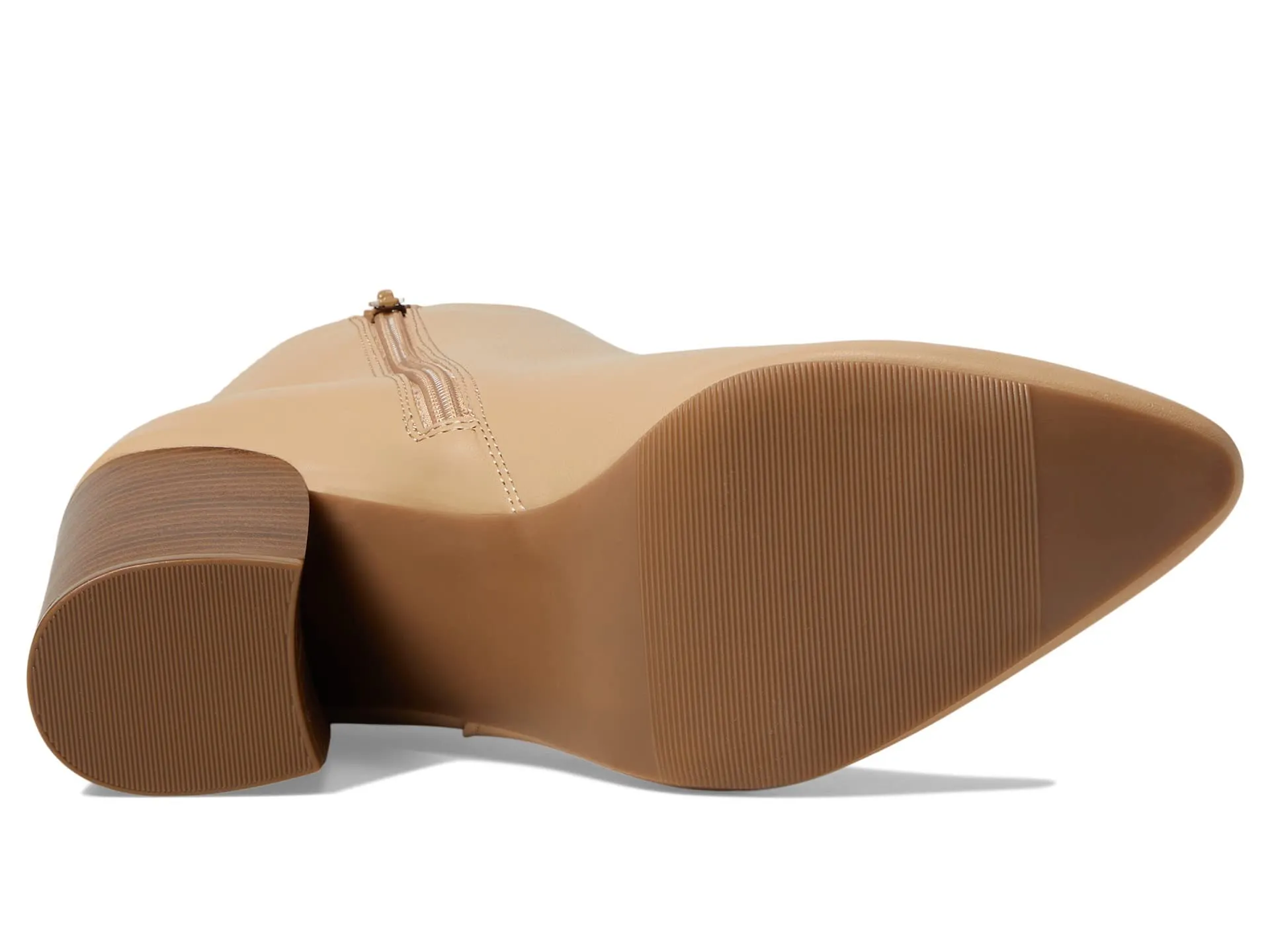 Sugar Women's Winter Chelsea Booties - Chunky High Heel, Pointed Toe, Fashion Ankle Boots-Evvie-Tan Smooth Size-7