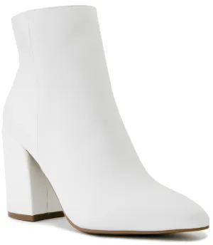 Sugar Women's Winter Chelsea Booties - Chunky High Heel, Pointed Toe, Fashion Ankle Boots-Evvie-White Size-11