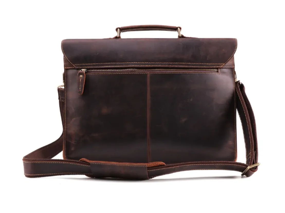 Supreme Leather Office Flap Briefcase 15.6 inches Laptop Carrying Bag