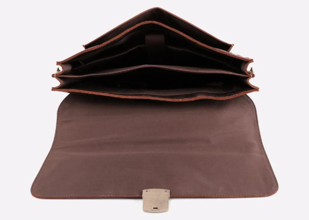 Supreme Leather Office Flap Briefcase 15.6 inches Laptop Carrying Bag