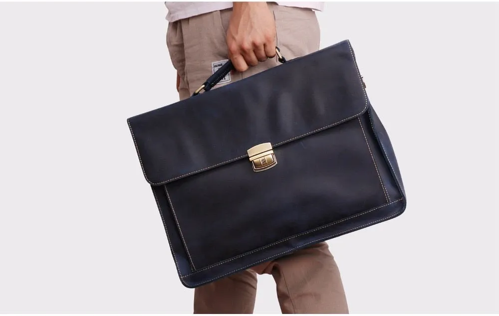 Supreme Leather Office Flap Briefcase 15.6 inches Laptop Carrying Bag