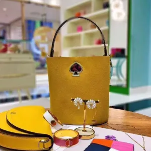 Suzy Suede Small Mustard Bucket Bag
