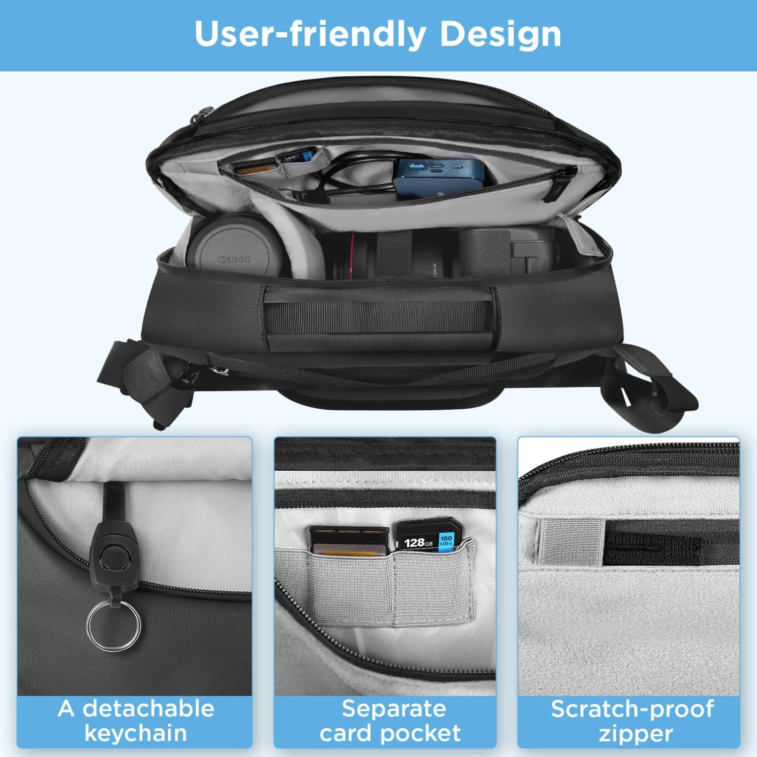 TAAOKA Waterproof  Camera Sling Bag with Tripod Holder, DSLR/SLR/Mirrorless Camera Crossbody Bags for photographers