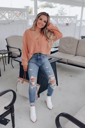Tammy Button Front Cardigan - Apricot
