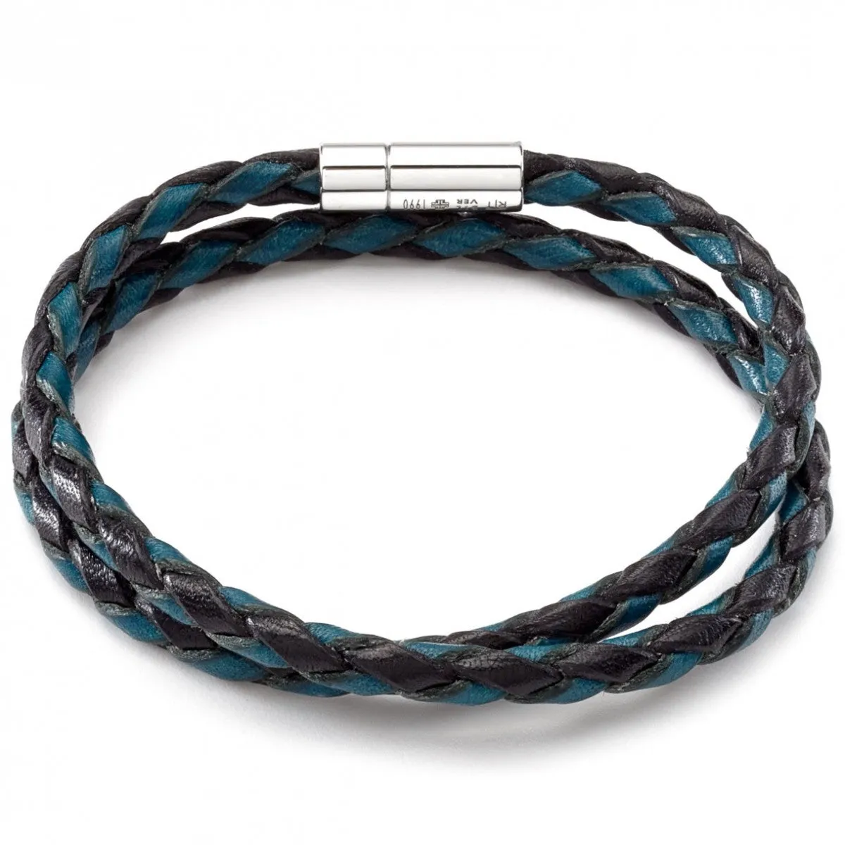 Tateossian Double Wrap Scoubidou Black and Blue Bracelet