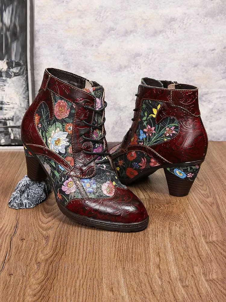 Tatiana Retro Patchwork Ankle Boots