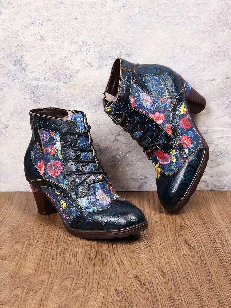 Tatiana Retro Patchwork Ankle Boots
