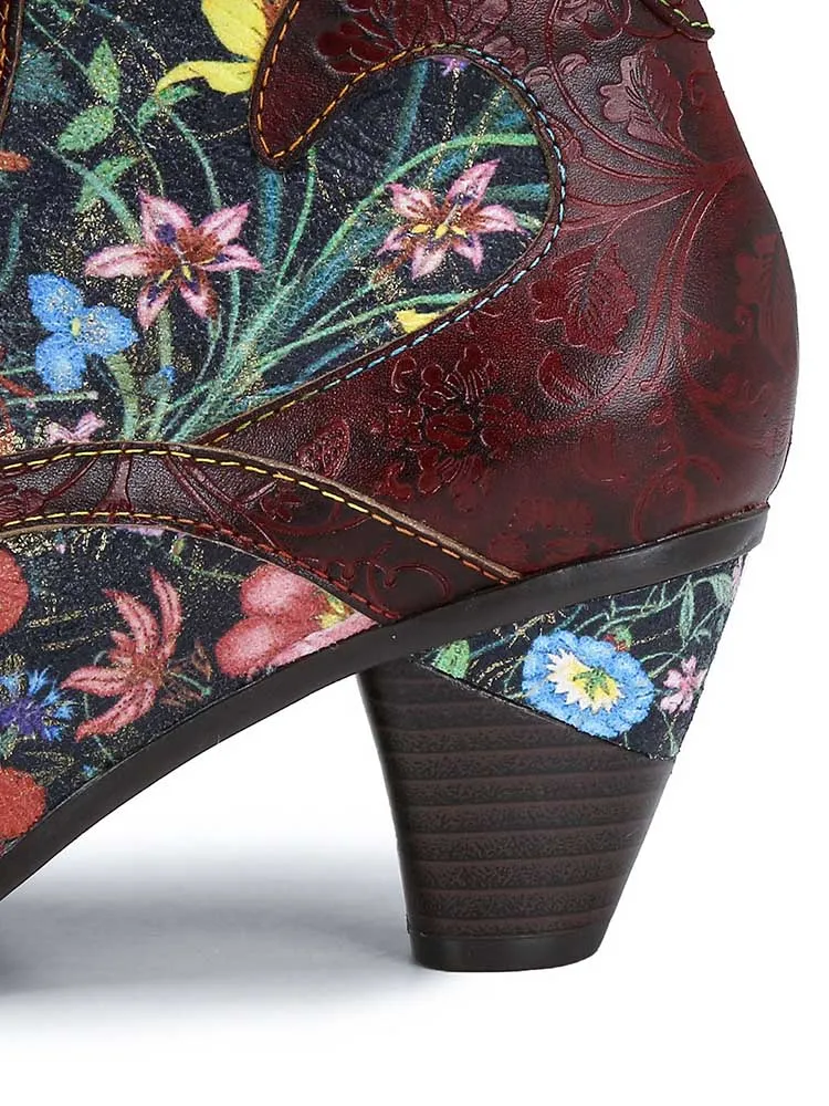 Tatiana Retro Patchwork Ankle Boots