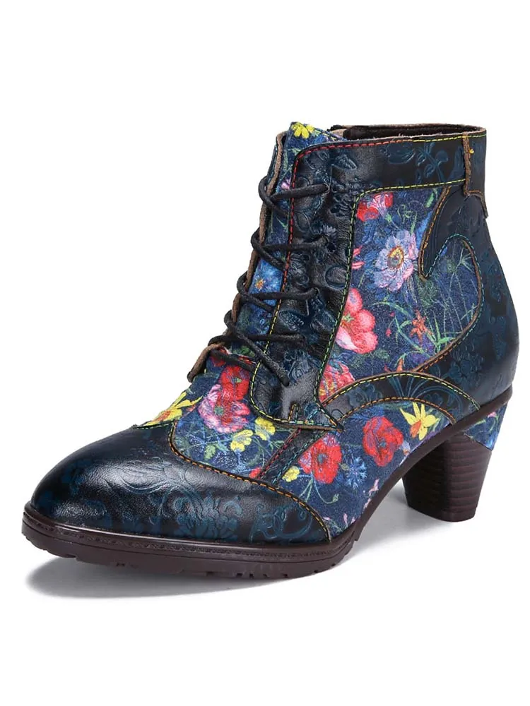 Tatiana Retro Patchwork Ankle Boots