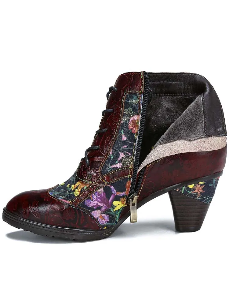 Tatiana Retro Patchwork Ankle Boots