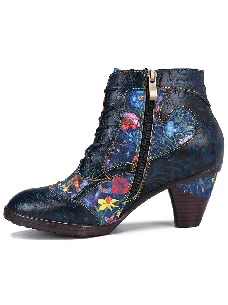 Tatiana Retro Patchwork Ankle Boots