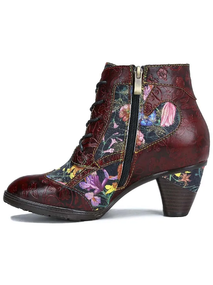 Tatiana Retro Patchwork Ankle Boots
