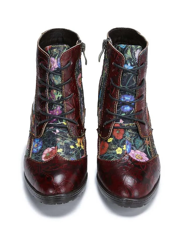 Tatiana Retro Patchwork Ankle Boots