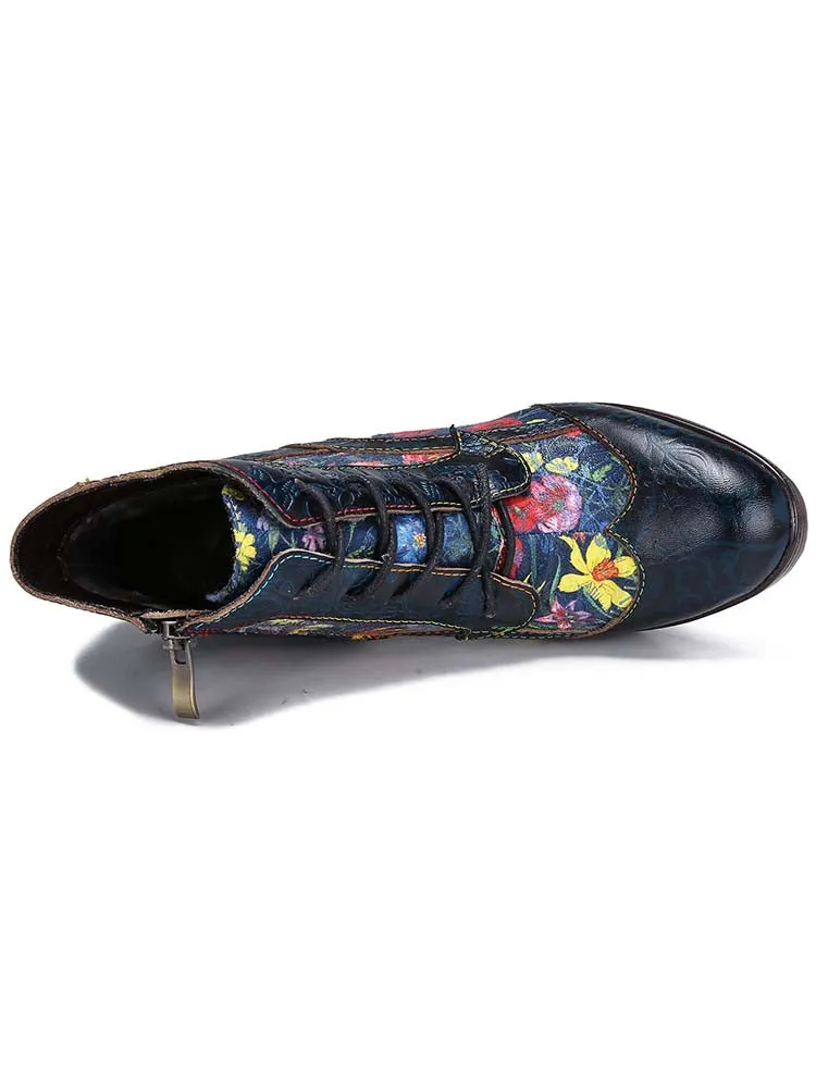 Tatiana Retro Patchwork Ankle Boots
