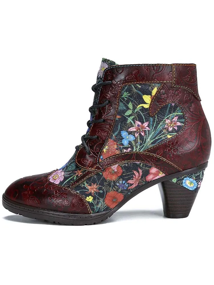 Tatiana Retro Patchwork Ankle Boots