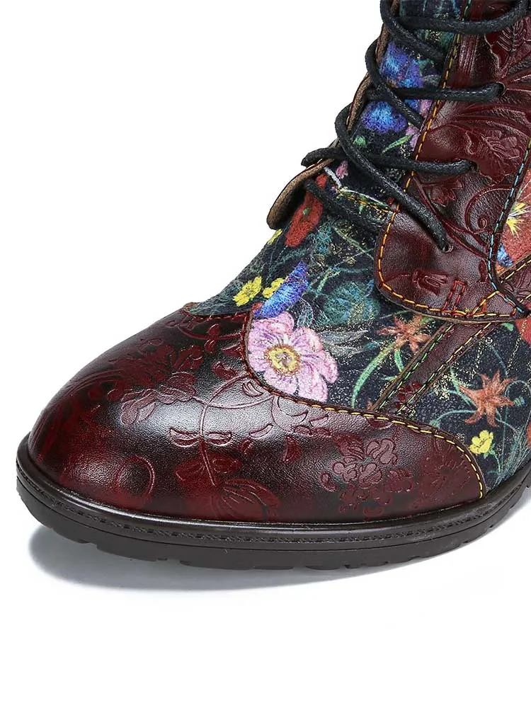 Tatiana Retro Patchwork Ankle Boots