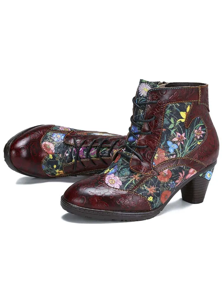 Tatiana Retro Patchwork Ankle Boots