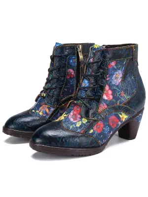 Tatiana Retro Patchwork Ankle Boots