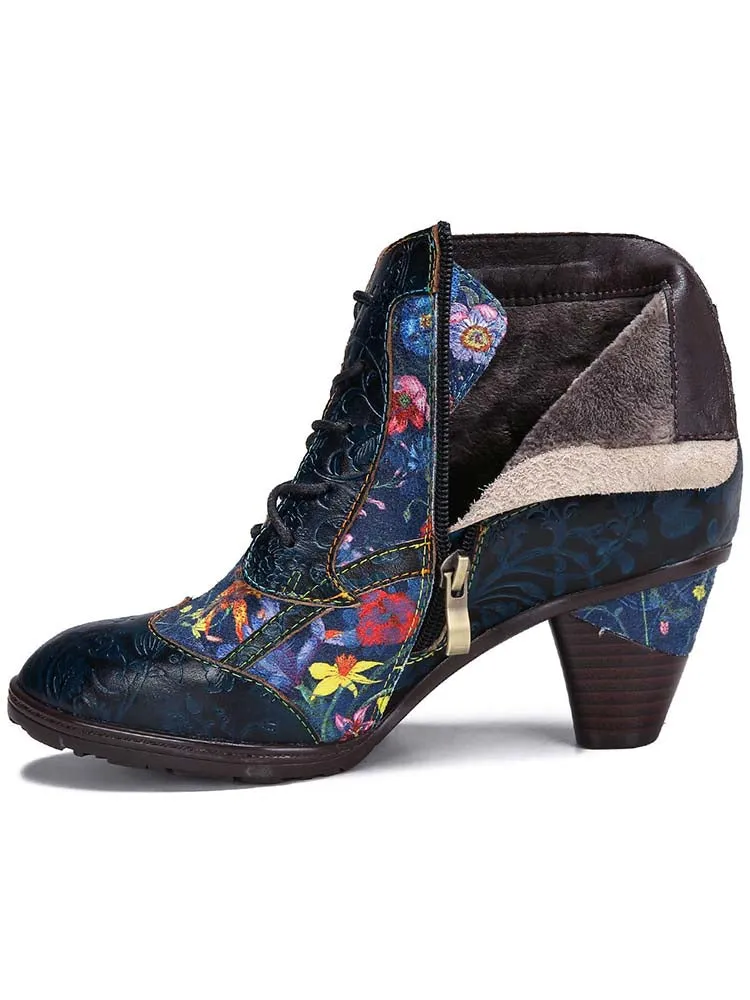 Tatiana Retro Patchwork Ankle Boots