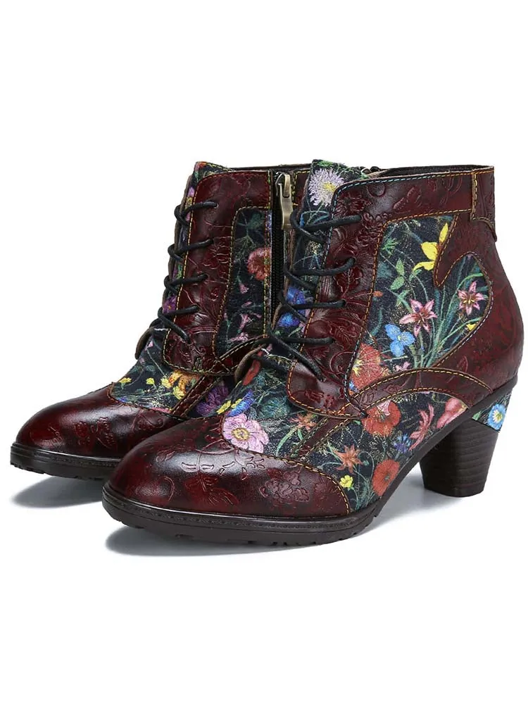 Tatiana Retro Patchwork Ankle Boots