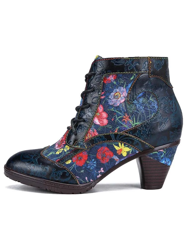 Tatiana Retro Patchwork Ankle Boots