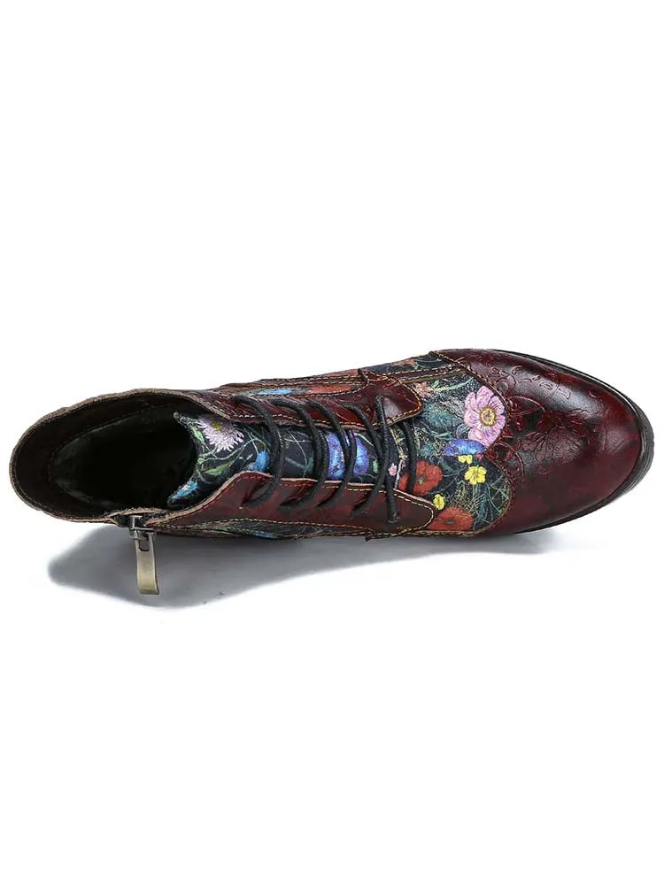 Tatiana Retro Patchwork Ankle Boots