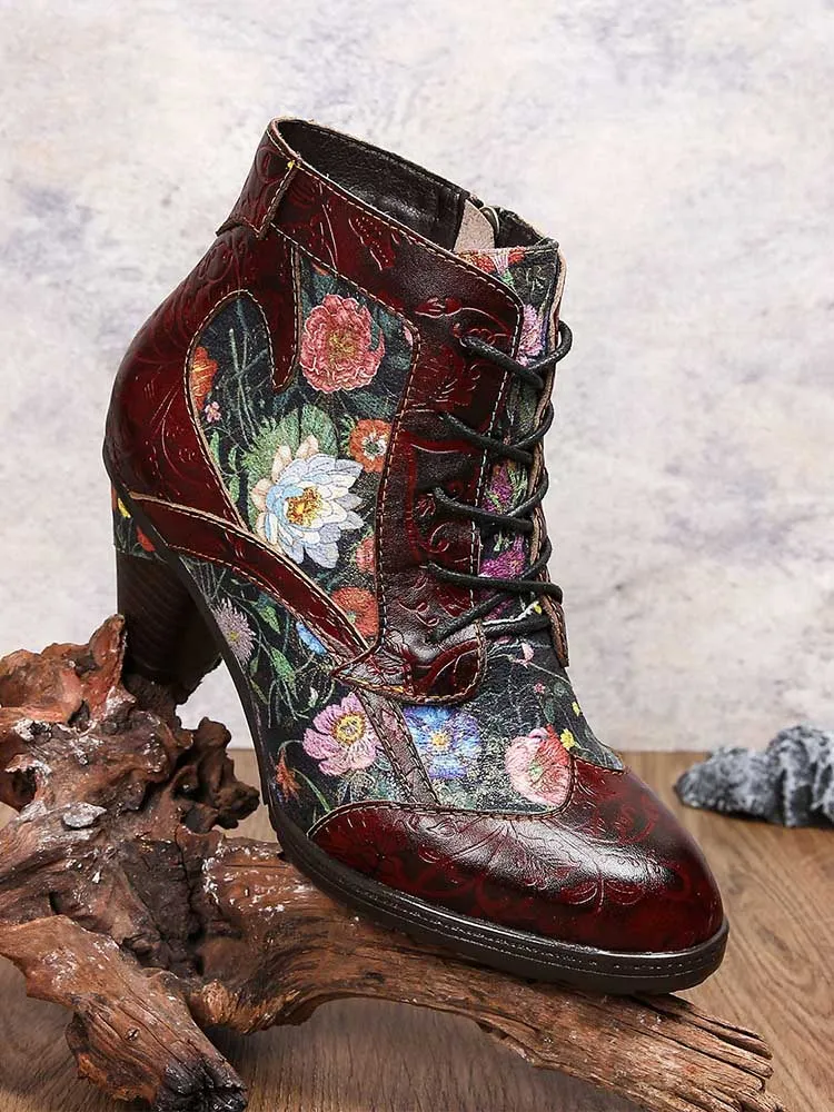 Tatiana Retro Patchwork Ankle Boots