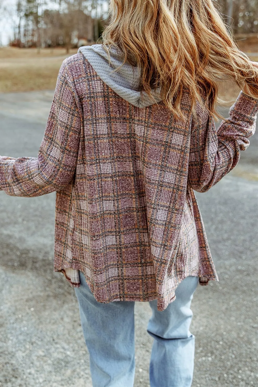 Taya Double Take Plaid Long Sleeve Hooded Jacket