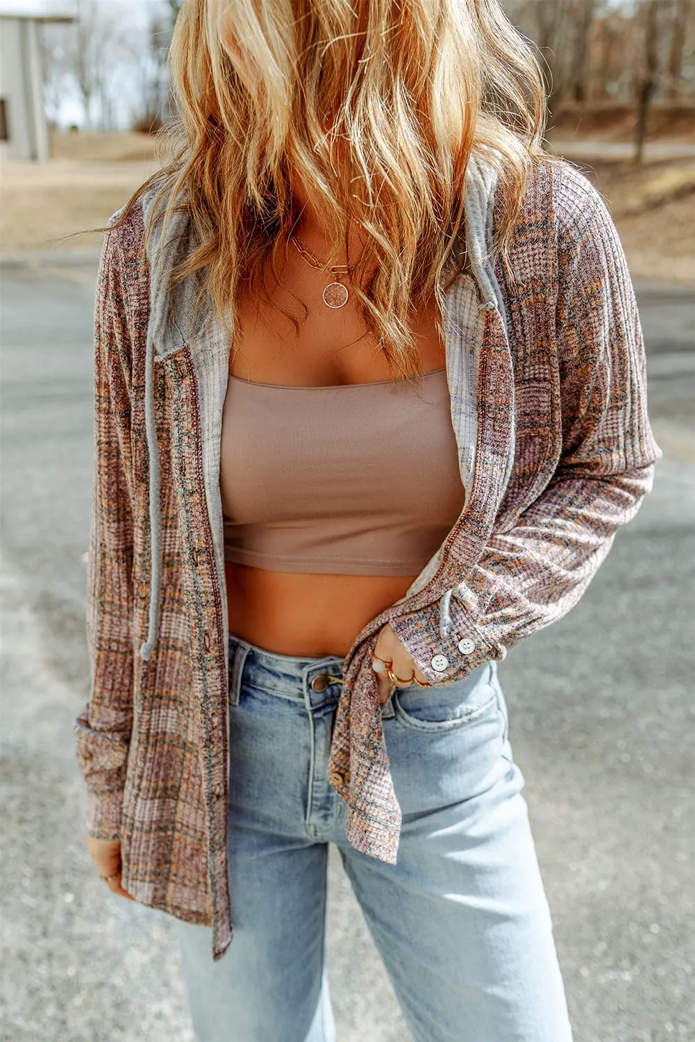 Taya Double Take Plaid Long Sleeve Hooded Jacket
