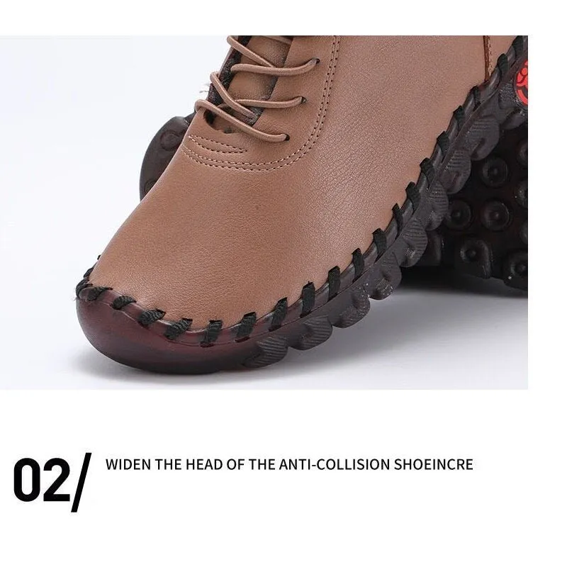 Thick Fur Booties Women's Short Leather