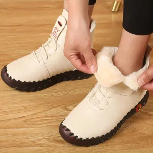 Thick Fur Booties Women's Short Leather