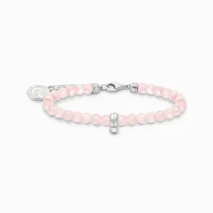 Thomas Sabo Bracelet - Silver Member Charm with Rose Beads