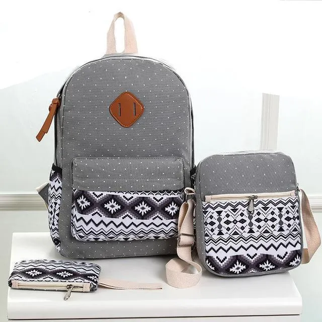 Three (3) Piece Stylish Canvas School Bags