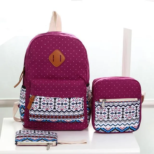 Three (3) Piece Stylish Canvas School Bags
